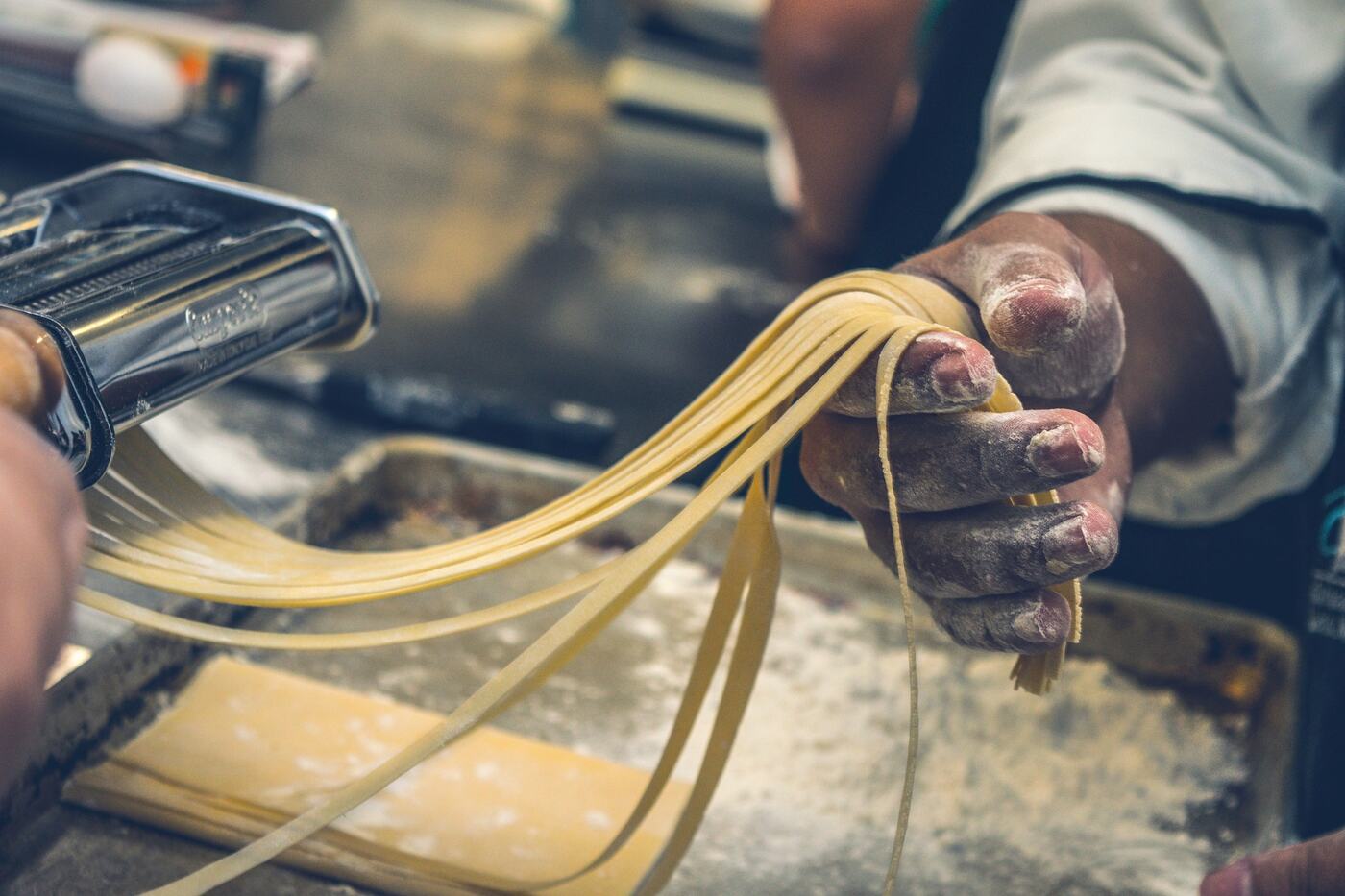 Fresh egg pasta cut by hand, the Emilian way