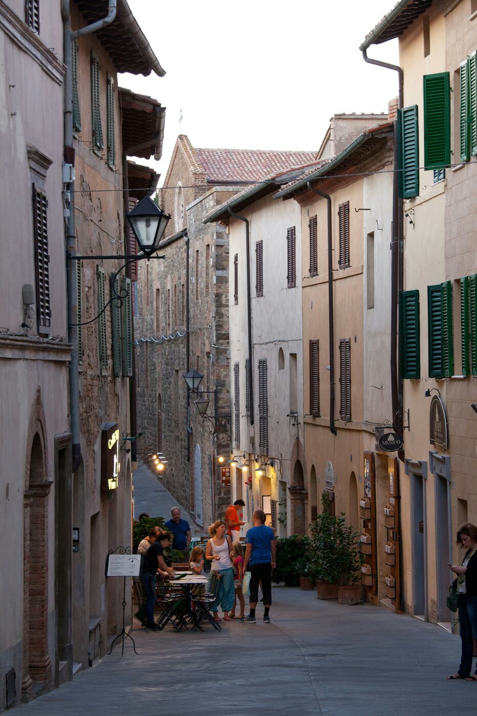 Evening light on a lane in the old town of Montalcino